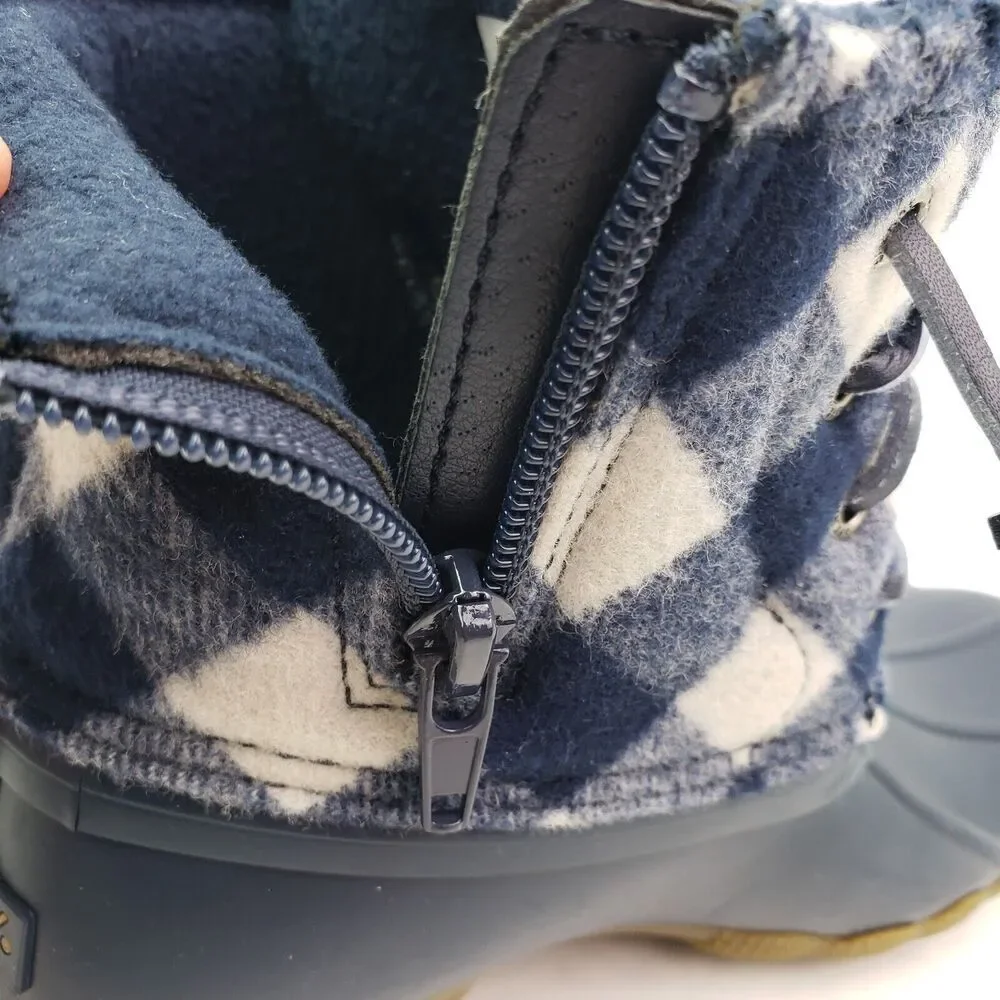 Sperry Top Sider Saltwater Toddler Size 13 Blue Plaid Wool Waterproof Duck Boots